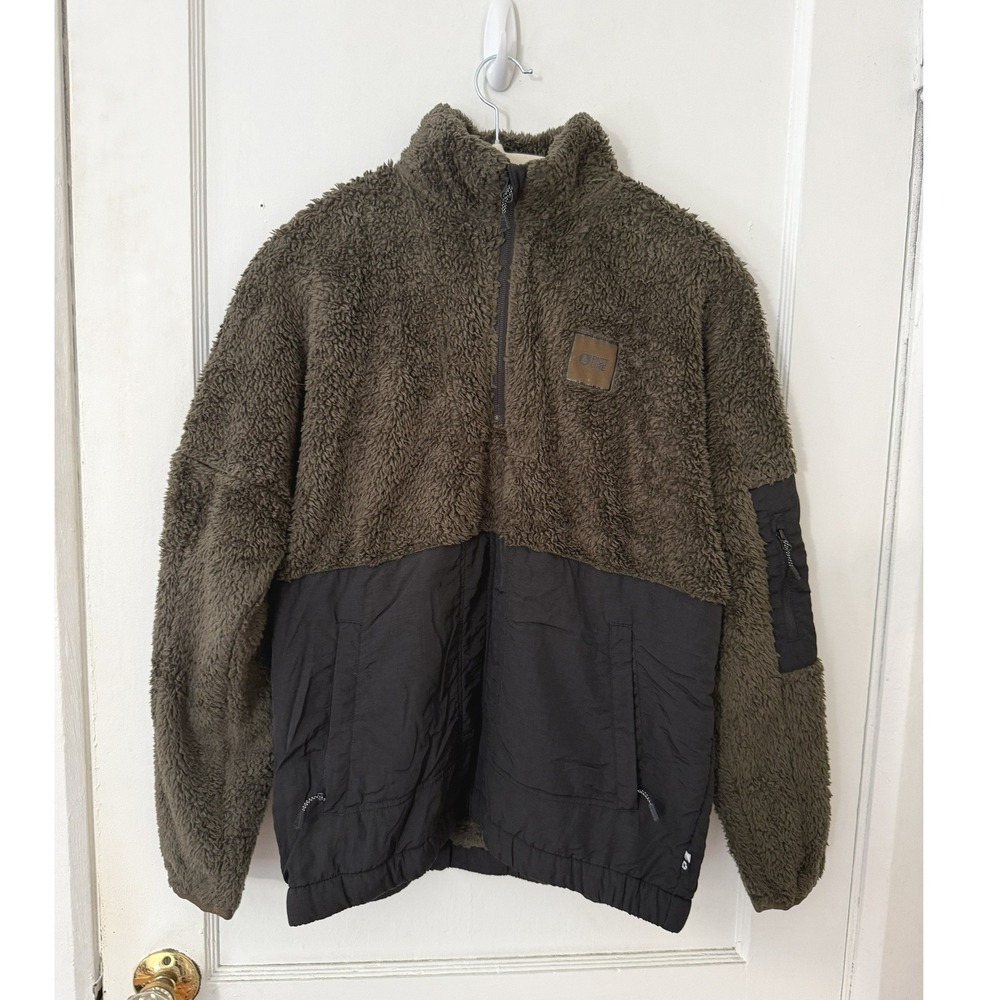 Picture Organic Clothing Womens M Fleece Half Zip Pullover Jacket Olive Black
